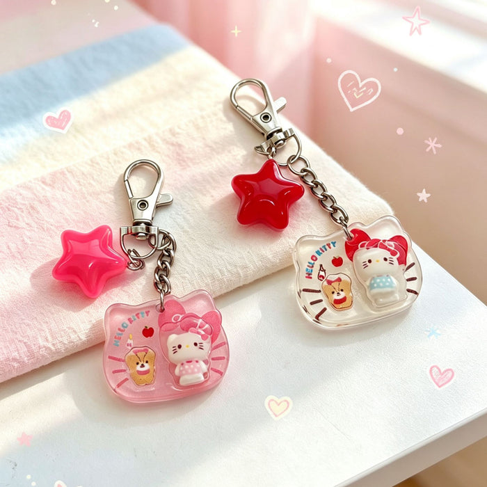 Wholesale Cute Cat Star Keychain Acrylic 3D Cartoon Pendant Bag Charm Gift