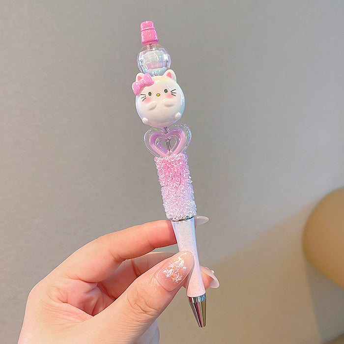 Wholesale Cartoon Plastic Crystal Sparkling Diamond Rotating Bead Neutral Pen JDC-PN-PeiNi001