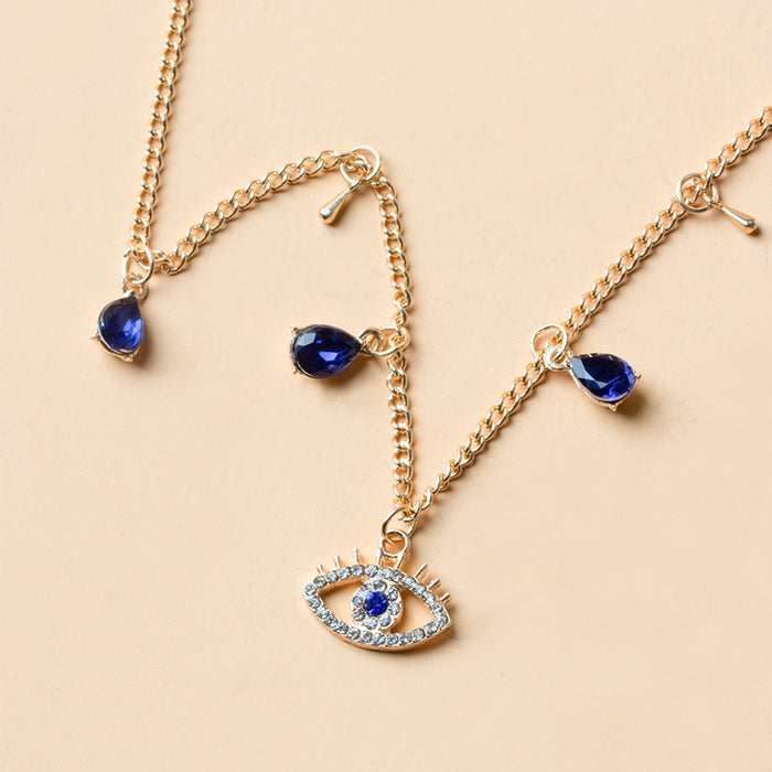 Wholesale Crystal Eye Necklace  Geometric Shape Alloy Pendant
