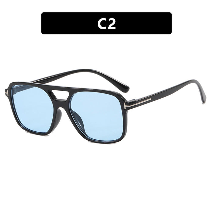 Wholesale T-shaped sunglasses, fashionable square double beam sunglasses, new sunglasses