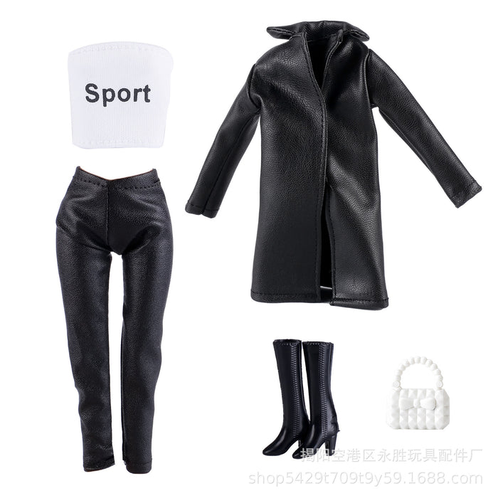 Wholesale Doll  clothes multi-color long leather coat skirt beaded shorts dress