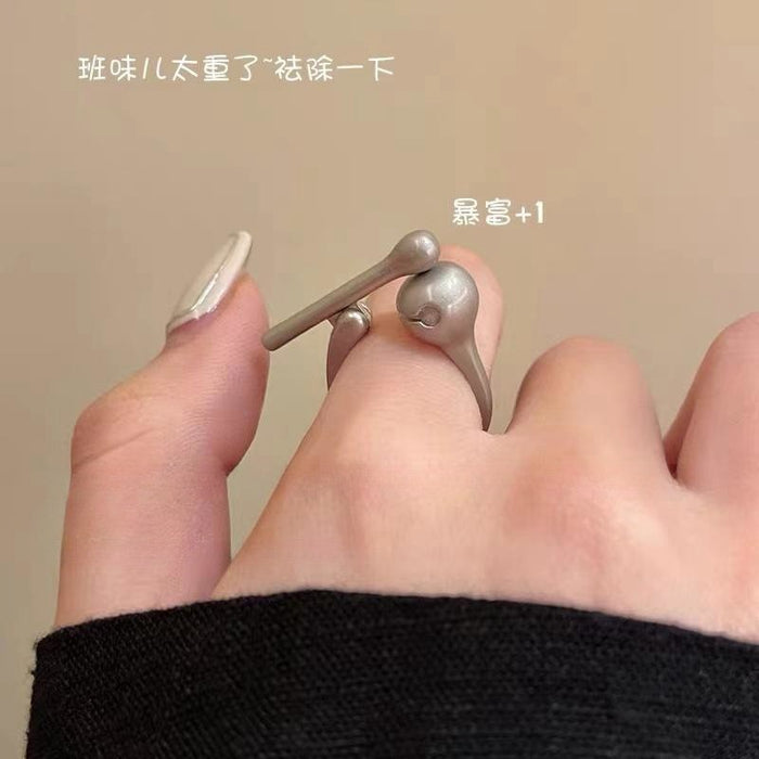 Wholesale Pearl ring, women's autumn and winter cute cartoon high-end feeling, index finger ring, children's fun ring