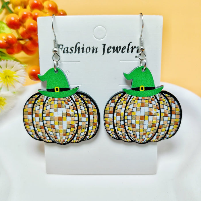 Wholesale Halloween Pumpkin Ghost Style Acrylic Earrings JDC-ES-QiYu003