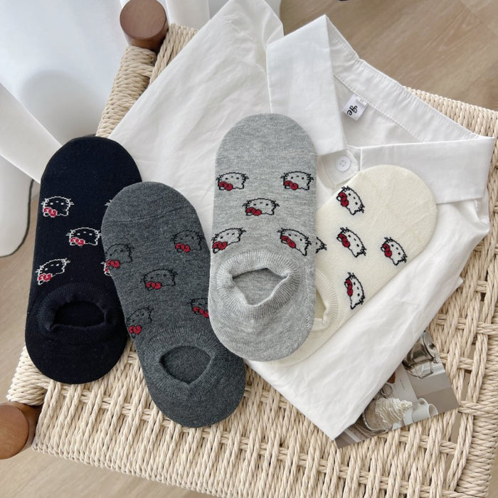Wholesale Printed outer socks made of cotton, versatile and thin, short tube decorative women's socks, niche boat socks