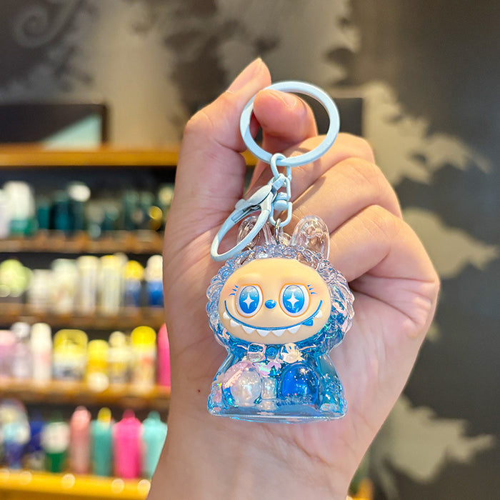 Wholesale Acrylic Crystal Oil Sand Bottle Rabbit Keychain Fashion Accessory Gift for Girls