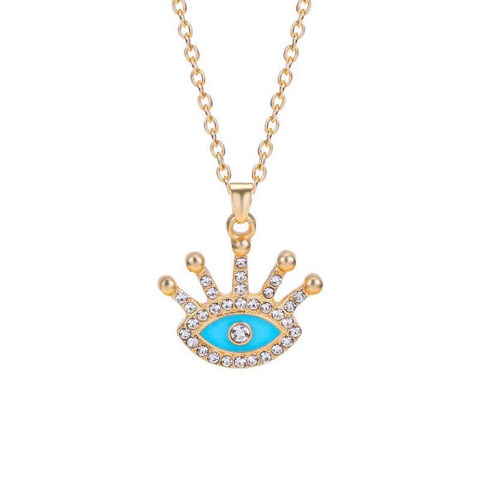 Wholesale New pendant, fashionable and simple, dripping oil Devil's Eye necklace, personalized alloy earrings, collarbone chain