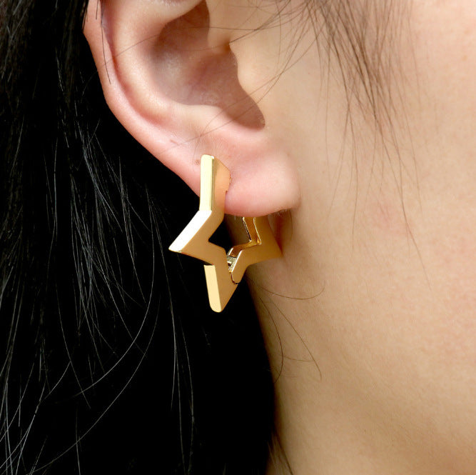 Wholesale Simple Temperament Versatile Hollow Star Earrings JDC-ES- XiangDuan006