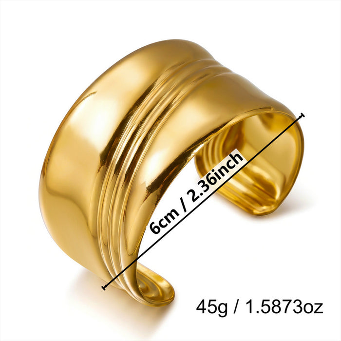 Wholesale Stylish Stainless Steel Open Cuff Bracelet Gold Plated Geometric Cutout Design