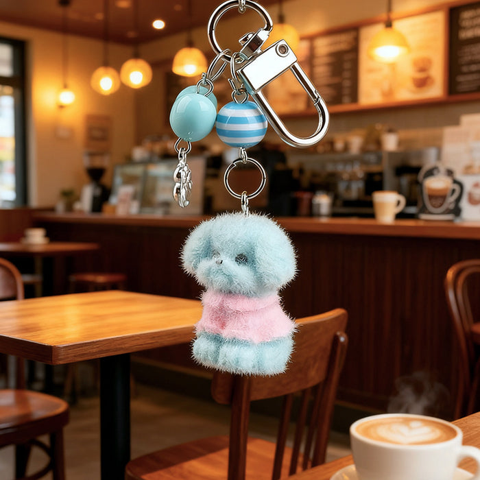 Wholesale Cartoon flocked keychain dog pendant  bag charm