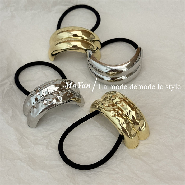 Wholesale Alloy Concave and Convex Elastic Hair Band Geometric Hair Rope Retro Elegant Headband