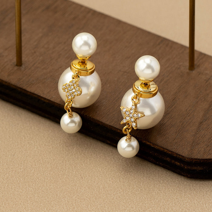 Wholesale Diamond-encrusted pearl earrings