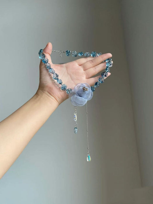 Wholesale Fashion Alloy Flower Long Chain Necklace Trendy Jewelry Accessory Gift