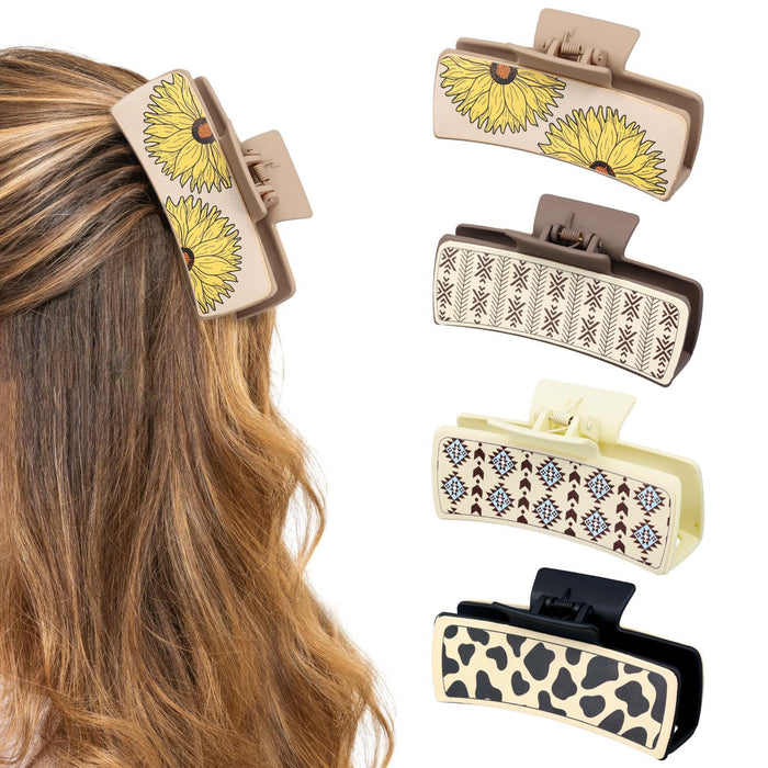 Wholesale PU Bull Head Square Hair Clip JDC-HC-Fengp001