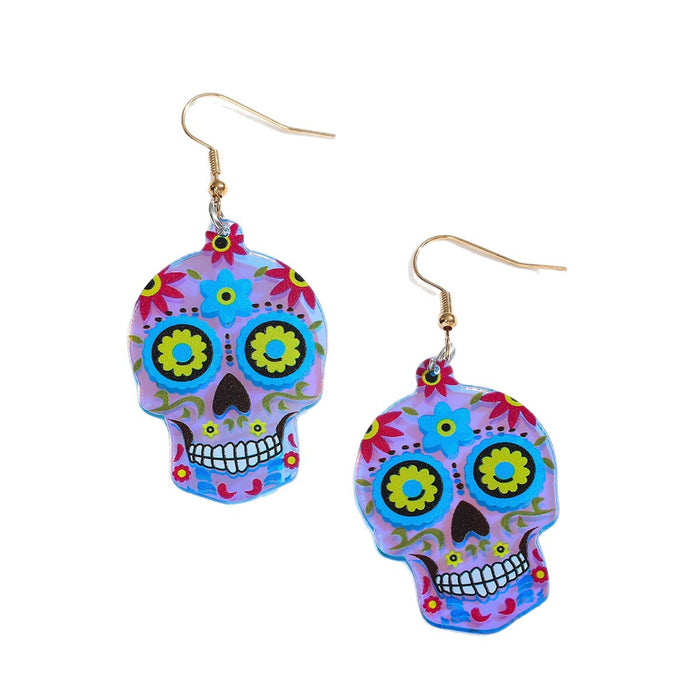 Wholesale Acrylic Skull Earrings Cartoon Hip Hop Punk Ear Studs MOQ≥2