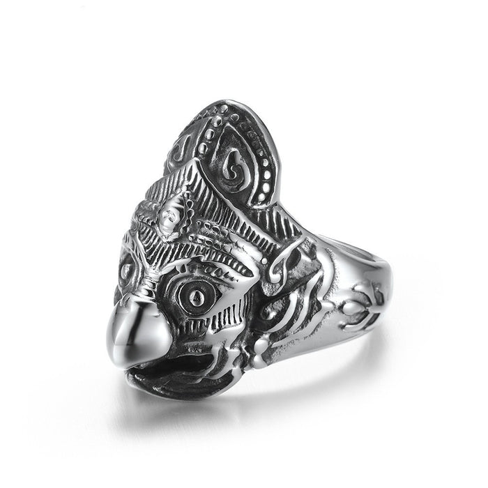 Wholesale Stainless Steel Ring Hindu Garuda Titanium Steel Eagle Face Vintage Personalized Ring