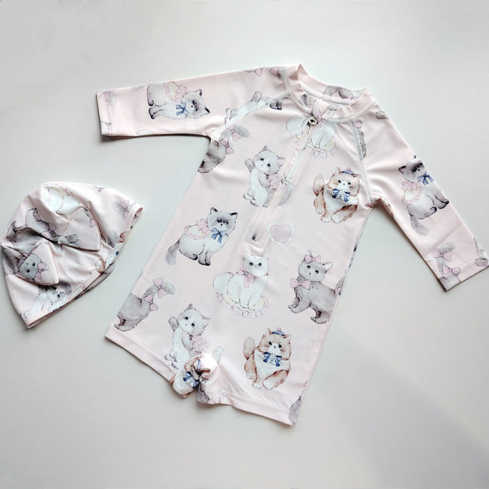 Wholesale Children's long sleeved one-piece swimsuit, sunscreen, antibacterial, chlorine resistant, girls' beach swimsuit, princess swimsuit