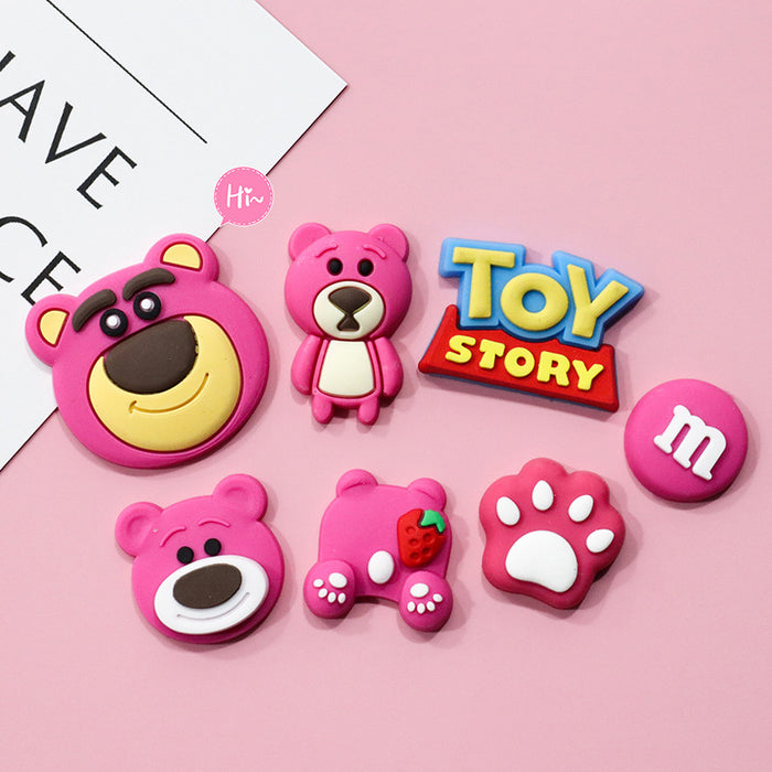 Wholesale 5pcs Cartoon bear soft rubber accessories cream rubber mobile phone case hole shoes hair accessories material bag