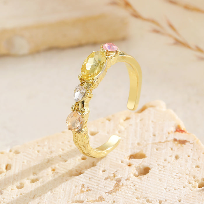 Wholesale Colorful zircon flower cartoon adjustable ring