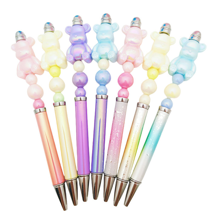 Wholesale Plastic Cartoon DIY Bead Pen Cute Bear Decompression Tube Bead Pen JDC-PN-GanCai004