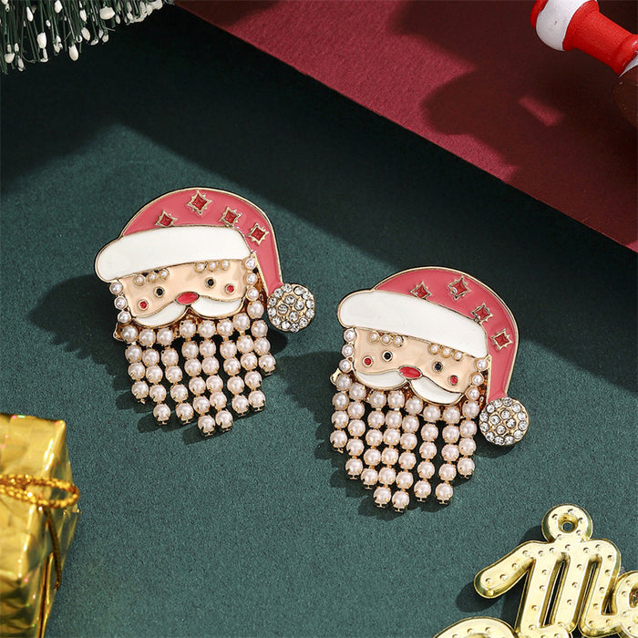Wholesale Christmas earrings for women cartoon Christmas tree elk tassel  earrings