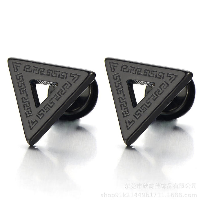 Wholesale Stainless steel triangular earrings screw in back