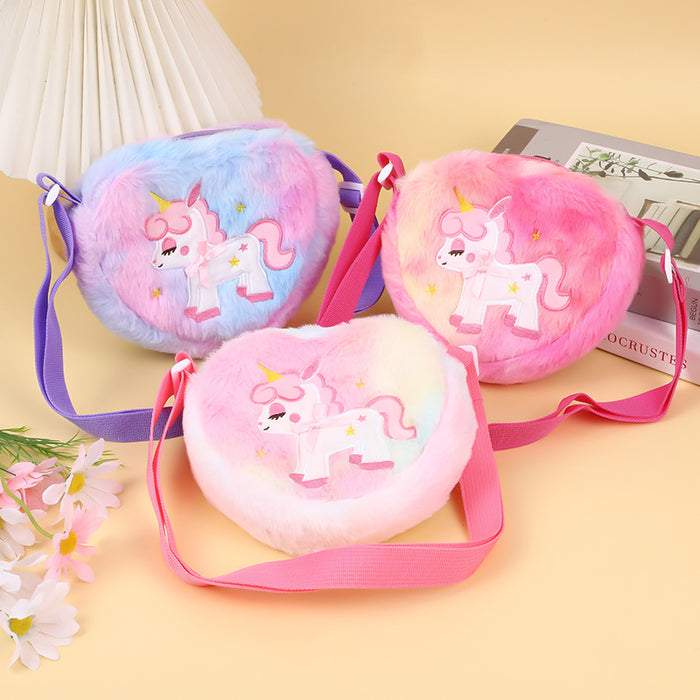 Wholesale Cartoon Cute Plush Small Shoulder Bag Heart Unicorn for Children