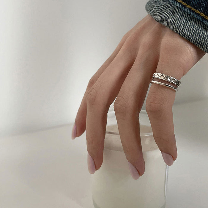 Wholesale Pure silver double-layer open ring, fashionable and personalized, simple and luxurious