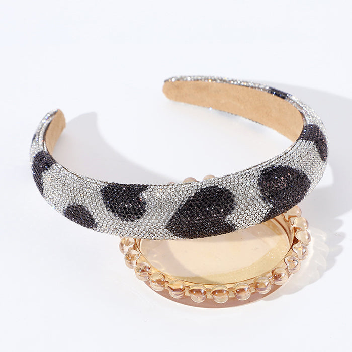 Wholesale Love heart rhinestone full diamond headband sponge high skull top female headband hair accessories