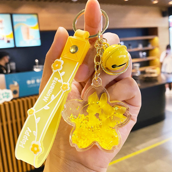 Wholesale Oil-flowing Quicksand Sakura Keychain
