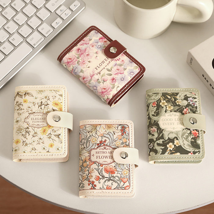 Wholesale Flower Oil Painting Card Bag Women's Retro Style Multi-Card Bank Card Bag Certificate Bag Women's Large Capacity Card Bag