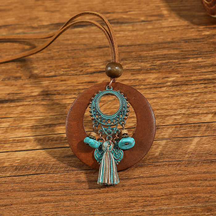 Wholesale Ethnic Literary Retro Tassel Flower Shell Necklace Fashion Accessory Gift MOQ≥2