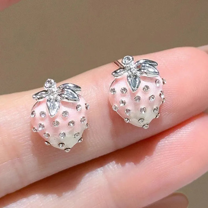 Wholesale Alloy Strawberry Zircon Earrings Sweet Trendy Everyday Fashion Accessory