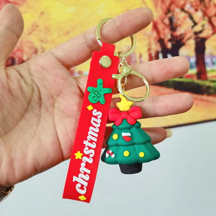 Wholesale Silicone Christmas Keychain Cute Cartoon Pendant