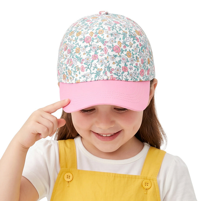 Wholesale Children' s Baseball Cap Floral Print Contrast Color Curved Brim Summer Sun Protection Fashion Accessory