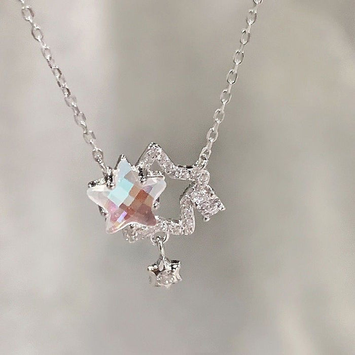 Wholesale Colorful Star Necklace, New Style, Light Luxury, niche, high-end, clavicle chain