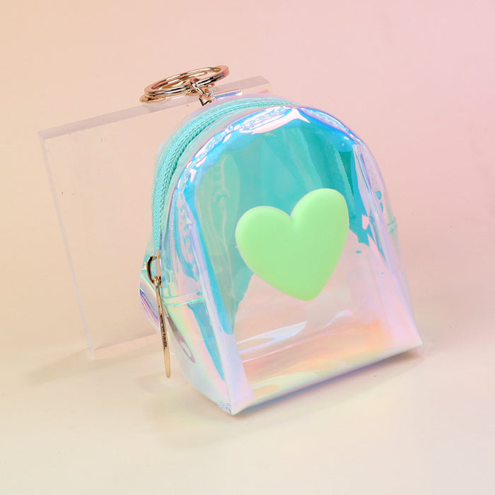 Wholesale Trendy Plush Heart Shaped Backpack Coin Purse With Holographic Finish Pink Zip Wallet Key Pouch For Everyday And Street Style