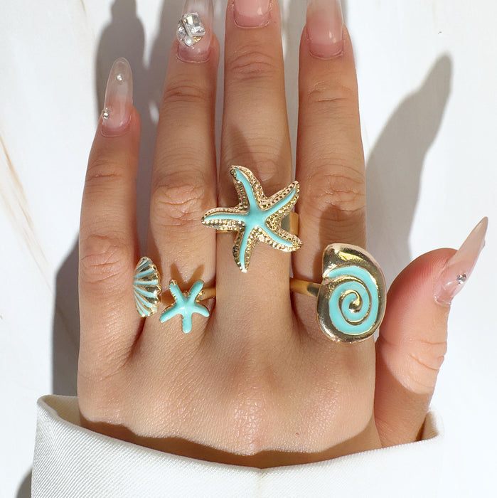 Wholesale Flower Pearl Ring Set – Fashion Accessory Dripping Oil Design MOQ≥5