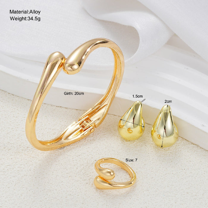 Wholesale Water droplet adjustable ring,  earring,  and bracelet jewelry set