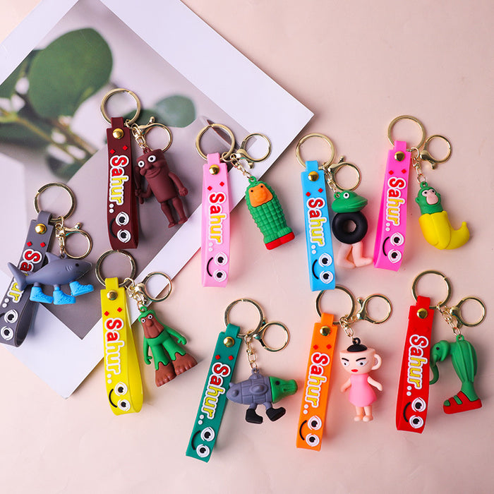 Wholesale Doll keychain funny abstract stick man shark small pendant