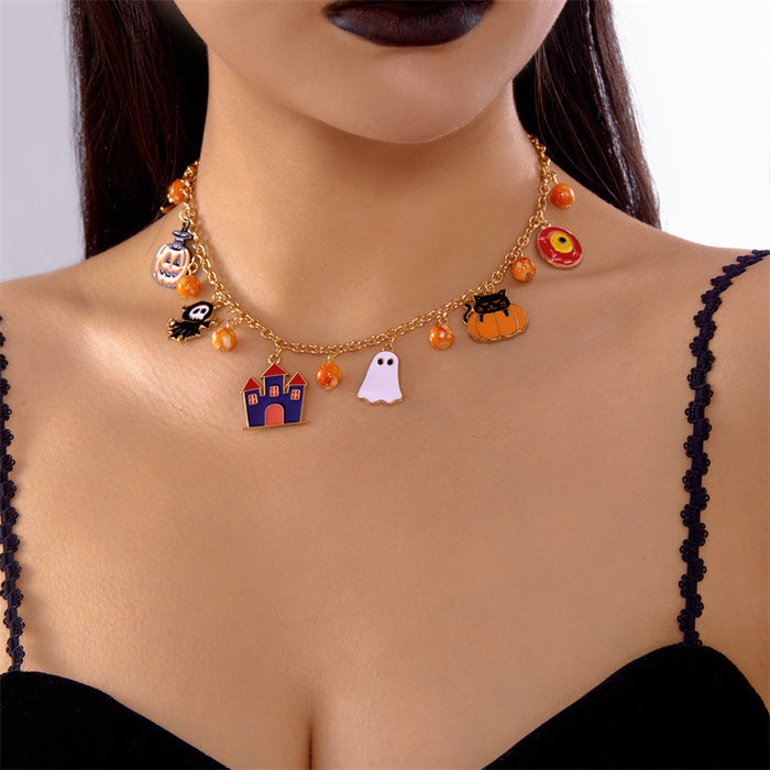 Wholesale Alloy Electroplated  Cat Pumpkin Pendant Necklace Jewelry Accessory MOQ≥2