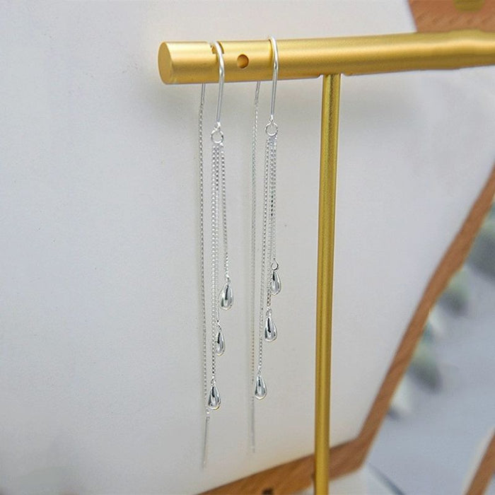 Wholesale Pure silver ear line women's long ear hook tassel earrings, niche design temperament, drooping feeling earrings