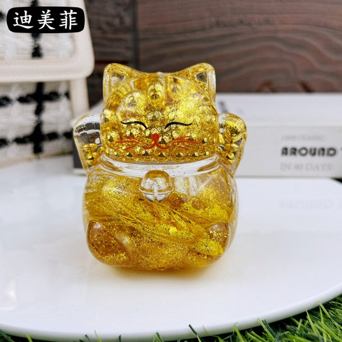 Wholesale Oil Drops Liquid Sand Bottle Acrylic Oil Ornaments Dripping Lucky Cat Oil Leakage Small Gift