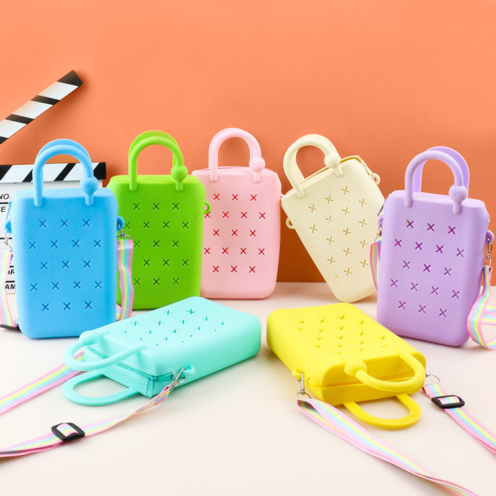 Wholesale DIY Cartoon Silicone Bag Hole Bag Beach Vacation Handbag Vegetable Basket Diagonal Cross Buckle Makeup Bag JDC-SD-HB001