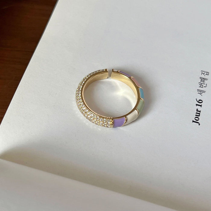 Wholesale Light luxury ring with diamond inlay, niche high-end sensory food ring, new handmade accessory