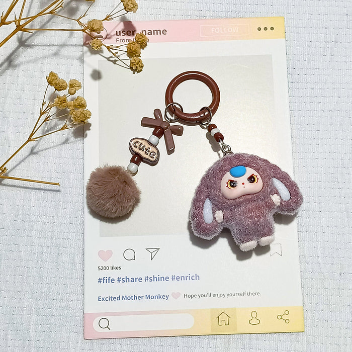 Wholesale Flocking jewelry accessories cartoon cute keychain bag pendant cute small pendant