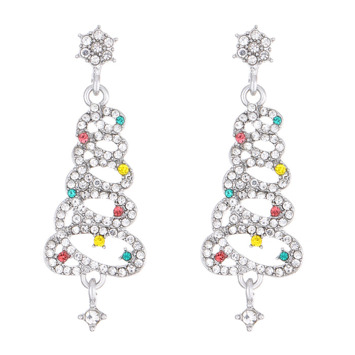 Wholesale Diamond Christmas Tree Alloy Earrings JDC-ES-MiaoYa005