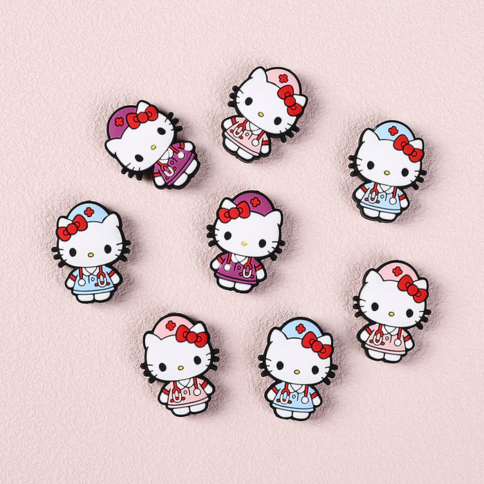 Wholesale 20pcs Silicone Beads Cute Cartoon Nurse Jewelry Straight Beads All-match DIY Accessories Dropping Glue Beads