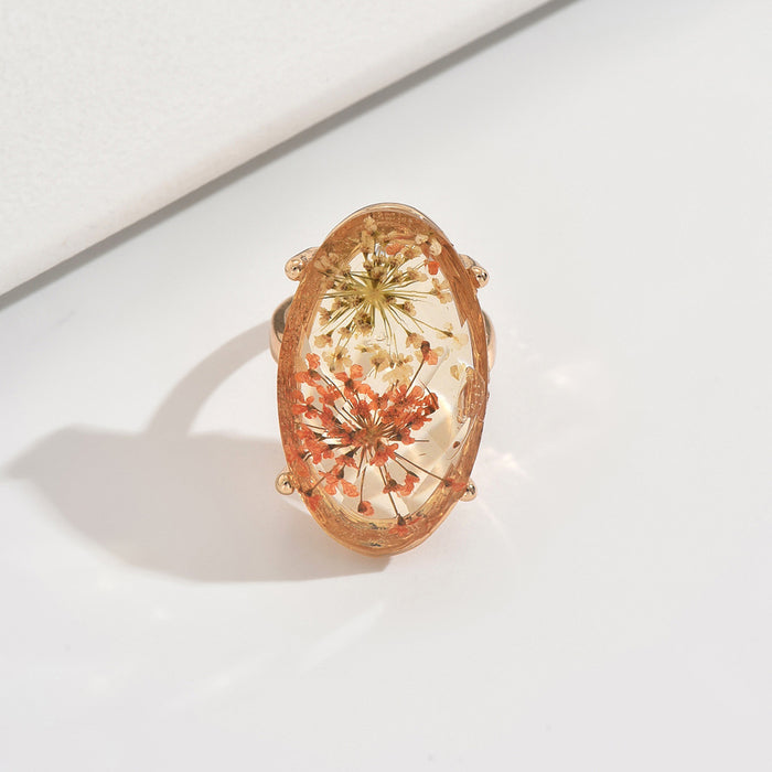 Wholesale Niche retro eternal flower ring, time resin dried flower creative DIY