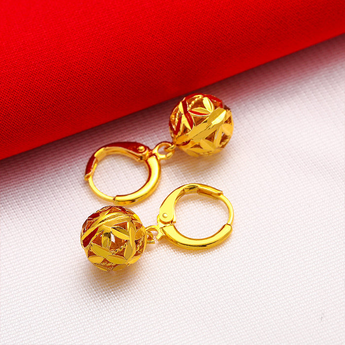 Wholesale  sand gold hollow ball jewelry  car flower ear buckle earrings