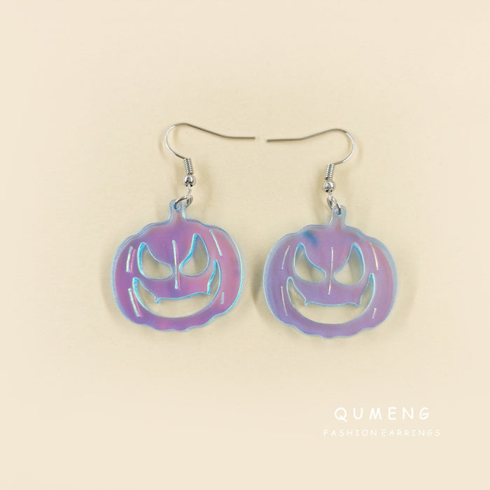 Wholesale Halloween Color Laser Skull Ghost Pumpkin Acrylic Printing Earrings JDC-ES-QingM004